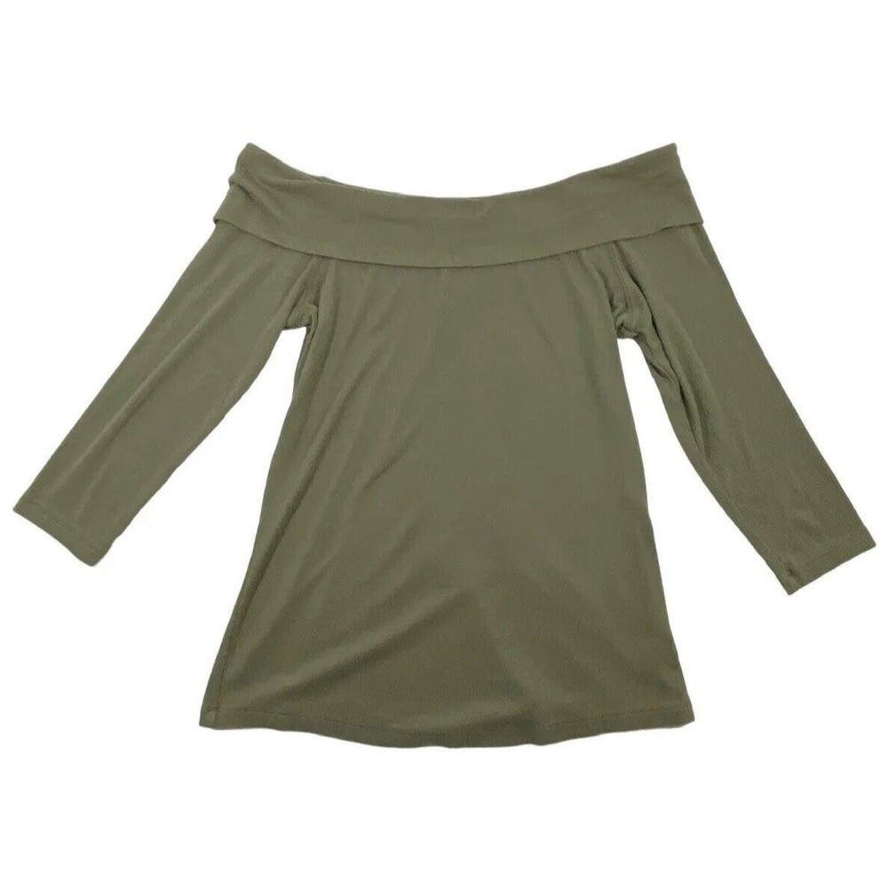 Anthropologie Copeland Sz L Off The Shoulder Top Olive Green Ribbed Long Sleeve
